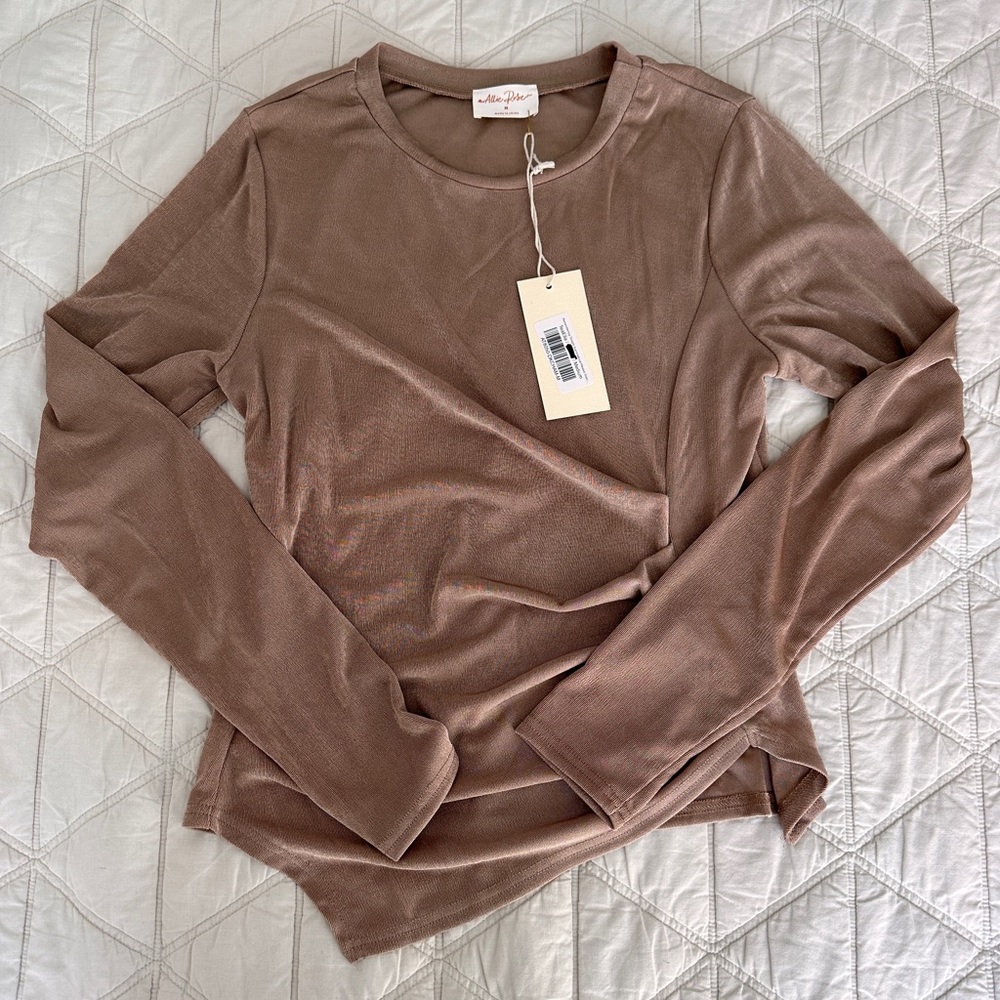 Maeve Long Sleeve Crewneck Top in Mauve